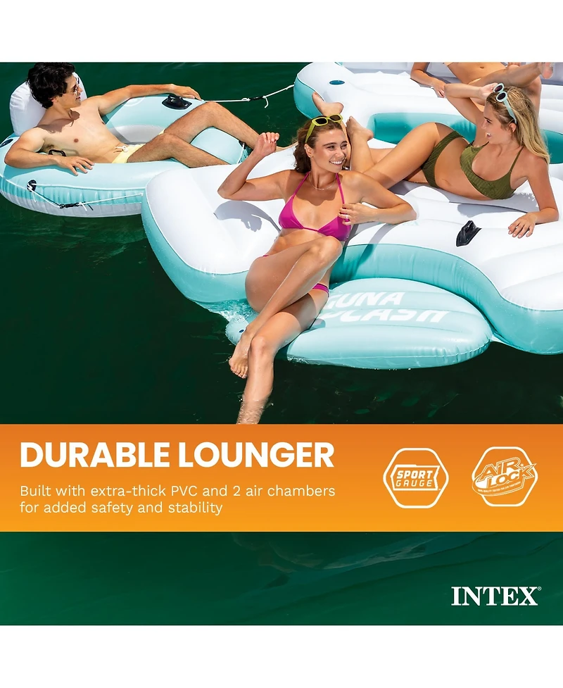 Intex Laguna Splash Island Floating Water Raft with 2 Detachable Lounge Tubes