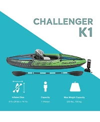 Intex Challenger K1 1-Person Inflatable Sporty Kayak w/ Oars And Pump (2 Pack)