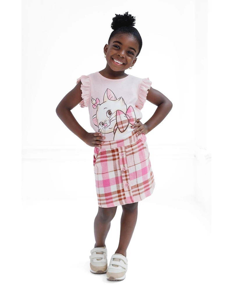 The Aristocats Marie Girls' (6-16) 2-Piece T-Shirt and Plaid Skirt Set