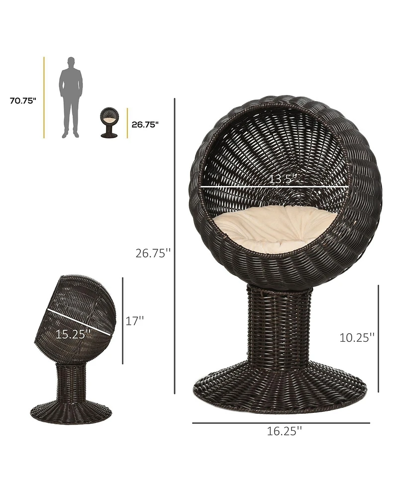 Ruie Elevated Cat Bed with Rotatable Egg Chair Pod and Thick Cushion