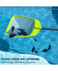 Xdovet Pool Skimmer Net Leaf Rake Aluminum Pole