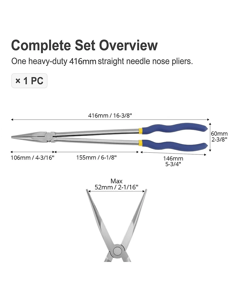 Xdovet Long Reach Nose Pliers Straight Narrow Jaws Mechanic