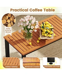 Sugift 4-Piece Acacia Wood Patio Seating Set with Slatted Coffee Table