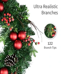 Puleo International 26" Battery-Operated Pre-Lit Artificial Wreath