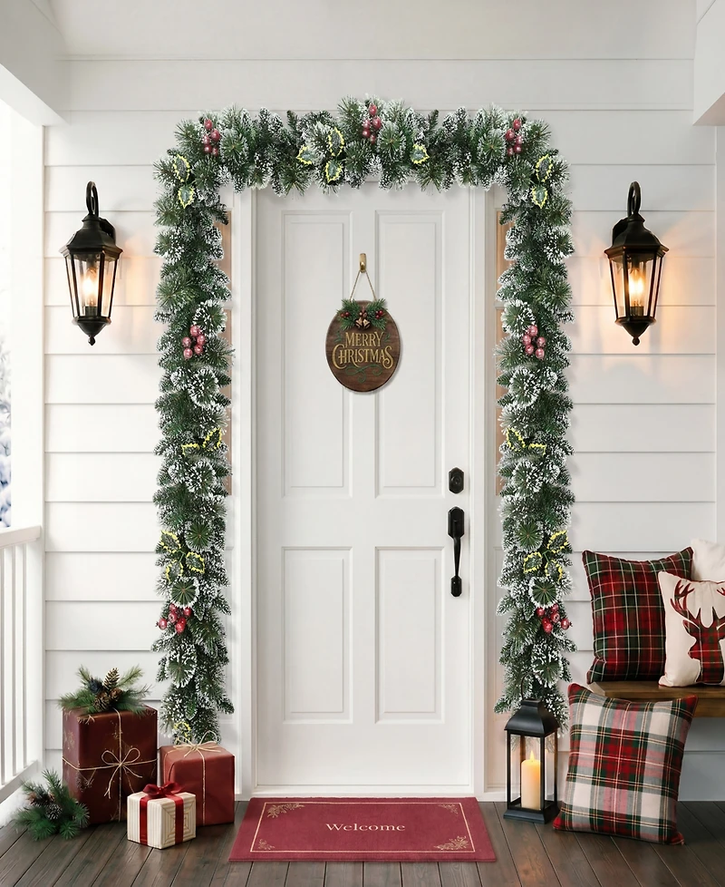 Puleo International 20' Snowy Silverton Pine Garland