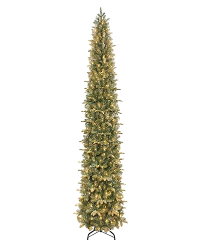 Puleo International 9" Pre-Lit Artificial Yardley Spruce Pencil Tree
