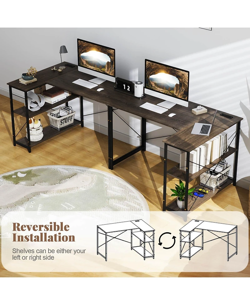 Costway 48'' Reversible L Shaped Computer Desk Home Office Table