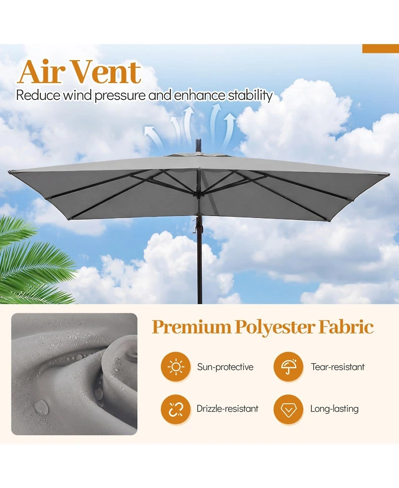 Sugift Offset Cantilever Square Patio Umbrella with 360 Rotation and Crank