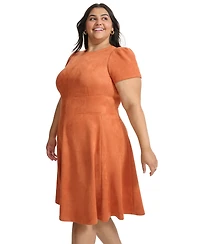 Calvin Klein Plus Scuba Seamed Crewneck Fit & Flare Dress