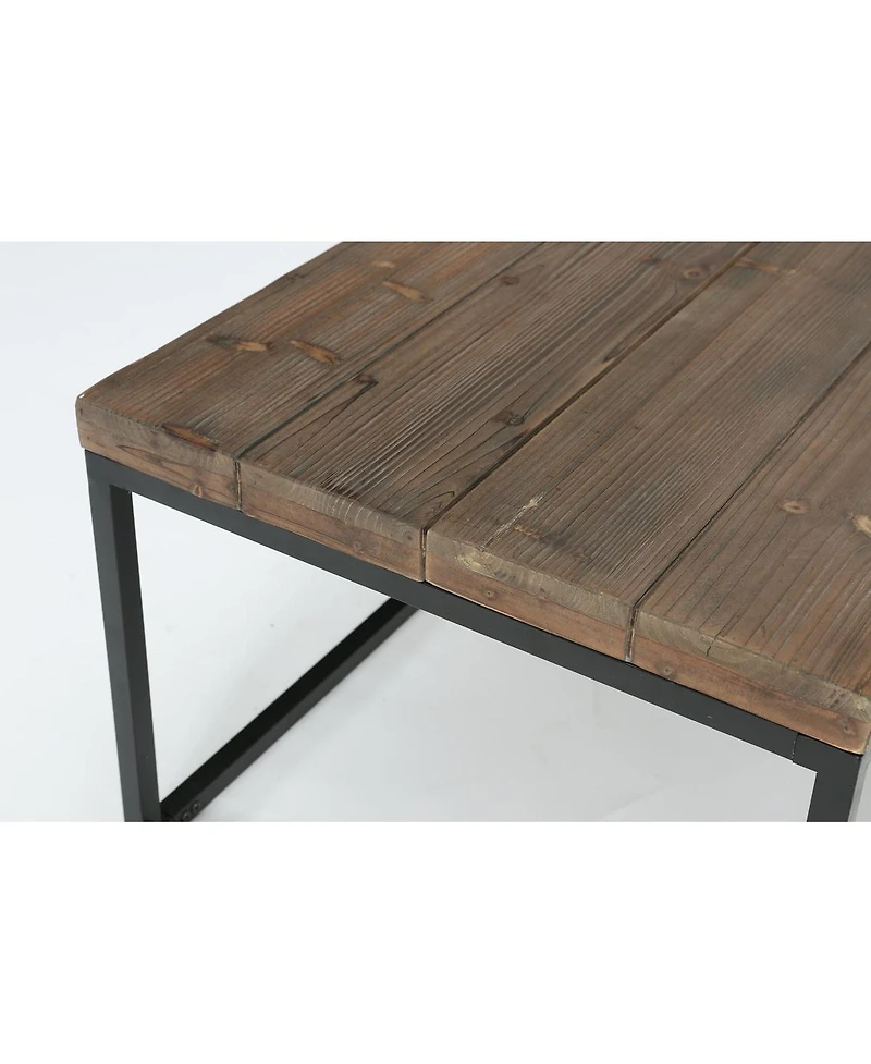 Tribesigns 55" Rustic Solid Wood Coffee Table with Iron Frame, Industrial Farmhouse Rectangular Coffee Table for Living Room