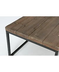 Tribesigns 55" Rustic Solid Wood Coffee Table with Iron Frame, Industrial Farmhouse Rectangular Coffee Table for Living Room