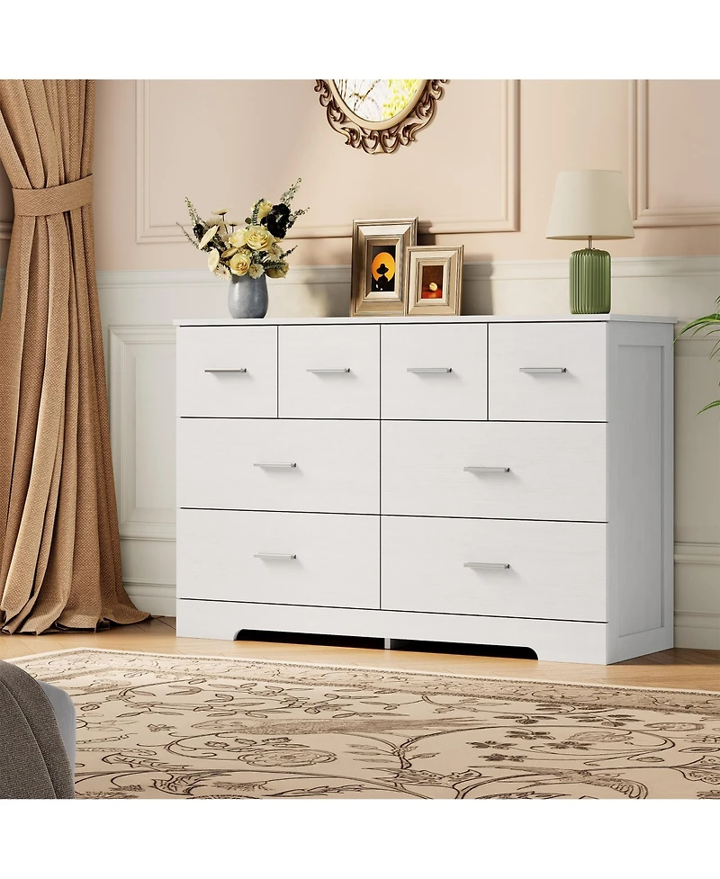 homfan 8 Drawer Dresser for Bedroom, Modern Chest of Drawers with Metal Handles, Storage Organizer for Bedroom, Living Room, Entryway and Hallway