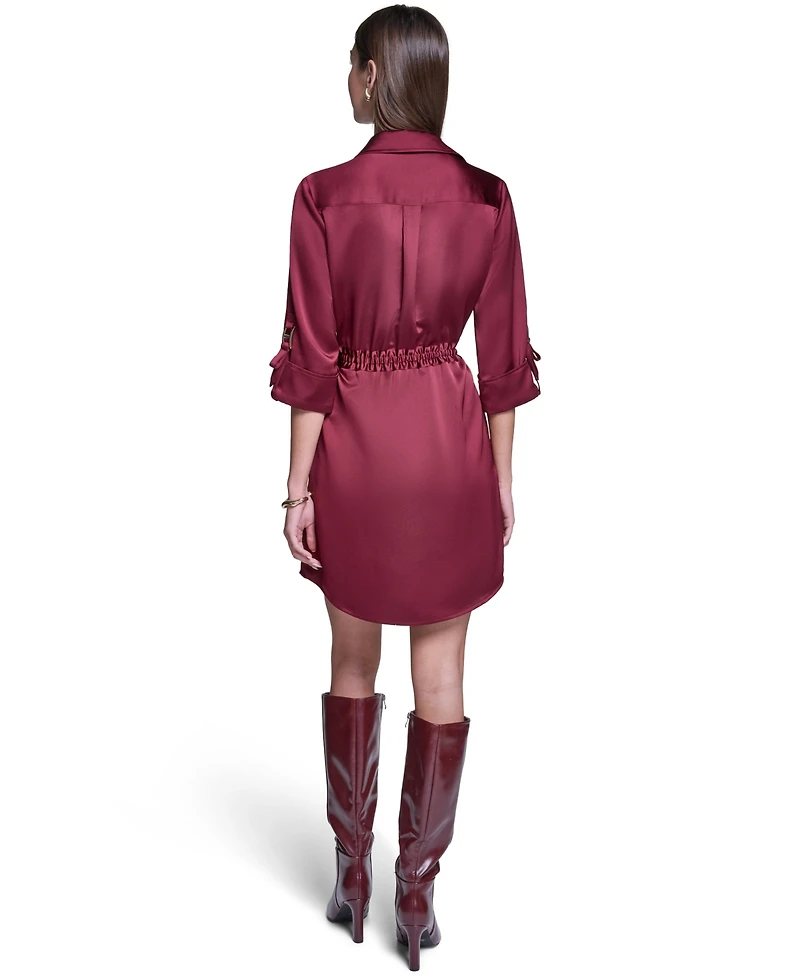 Halston Women's Satin Shirt Dress