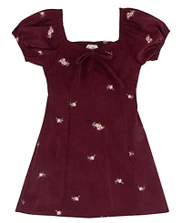 Rare Editions Girls' 7-16 Embroidered Corduroy Dress