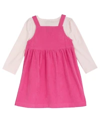 Rare Editions Girls' 2T-6X Blush Long-Sleeve T-Shirt and Fuchsia Corduroy Jumper, 2-Piece Set