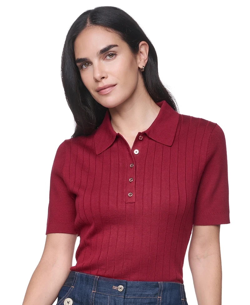 Tommy Hilfiger Women's Short-Sleeve Polo Sweater