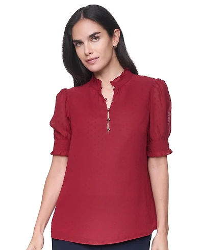 Tommy Hilfiger Women's Clip Dot Mock Neck Popover Top