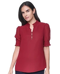 Tommy Hilfiger Women's Clip Dot Mock Neck Popover Top