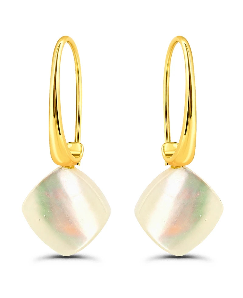 Macy's Genuine Imitation Pearl Diamond Shape Drop on Hardwire Fishhook Closure Earrings