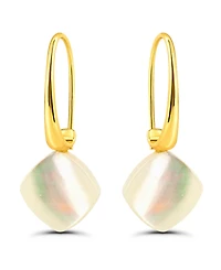 Macy's Genuine Imitation Pearl Diamond Shape Drop on Hardwire Fishhook Closure Earrings