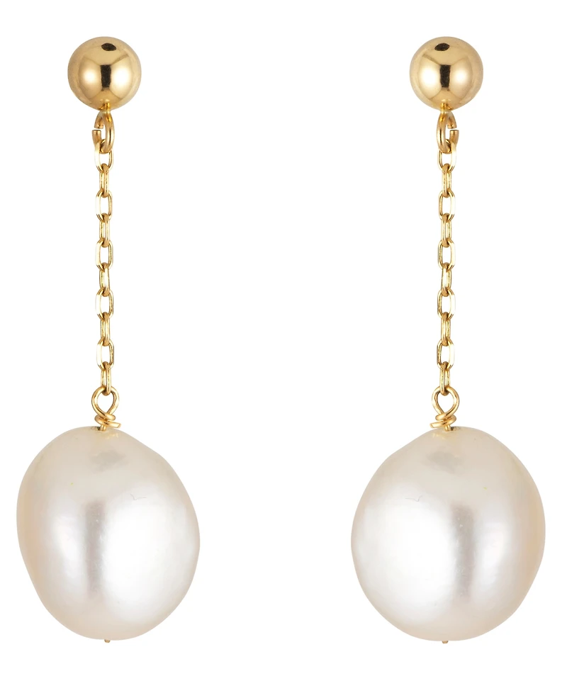 Belle de Mer Cultured Freshwater Pearl (9-10mm) Earrings in 10k Yellow Gold