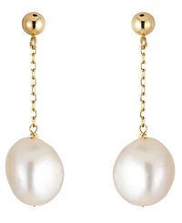 Belle de Mer Cultured Freshwater Pearl (9-10mm) Earrings in 10k Yellow Gold