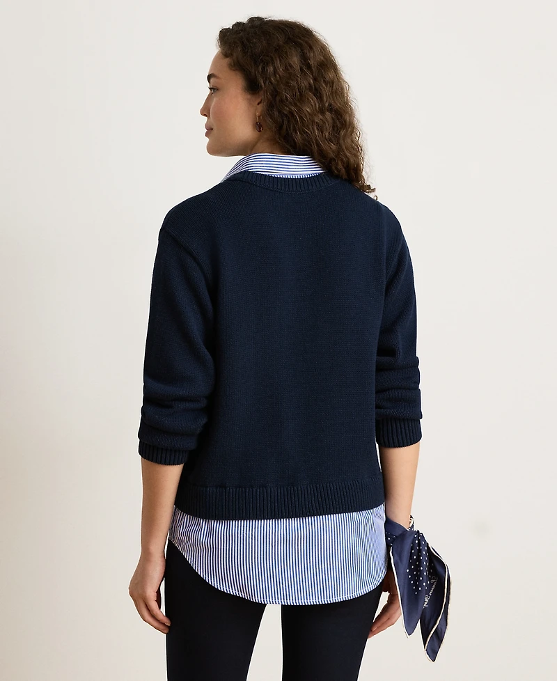 Lauren Ralph Petite Collared Long-Sleeve Sweater