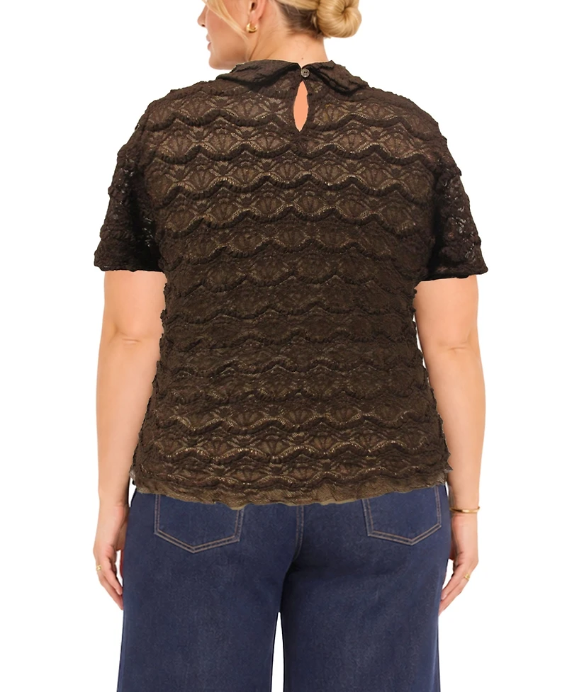 Coin 1804 Plus Scallop Edge Short-Sleeve Top