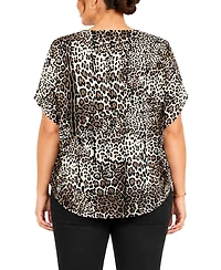 Coin 1804 Plus Leopard Print Boat Neck Top