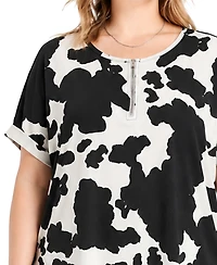 Coin 1804 Plus Cow Print Short-Sleeve Top