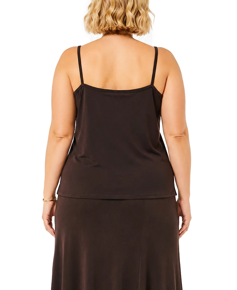 Coin 1804 Plus Cow Print Drape Neck Cami Top