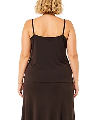 Coin 1804 Plus Cow Print Drape Neck Cami Top