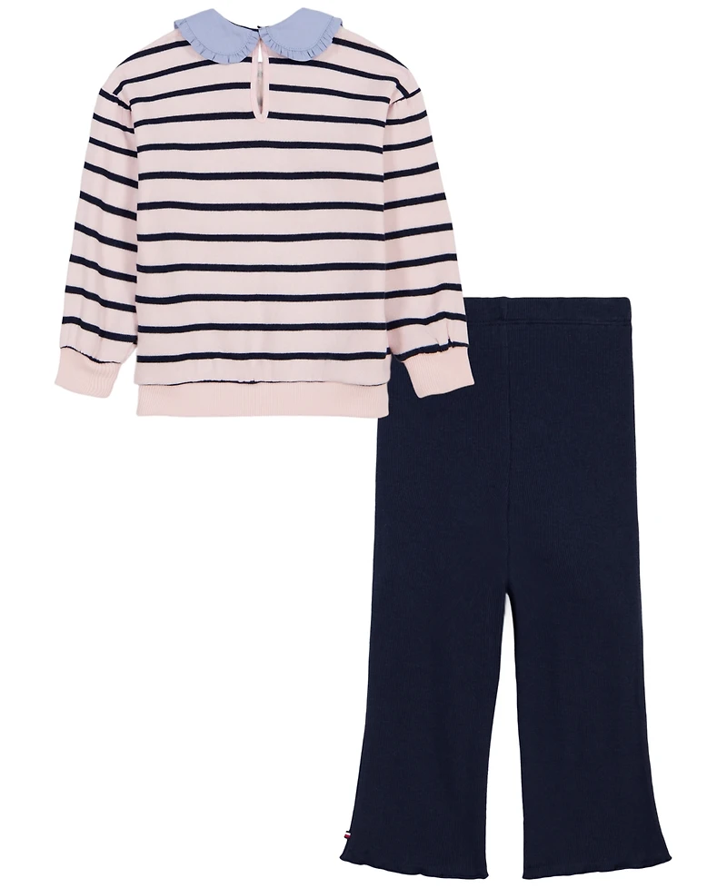 Tommy Hilfiger Girls' 2T-6X Long-Sleeve Top and Pants, 2-Piece Set