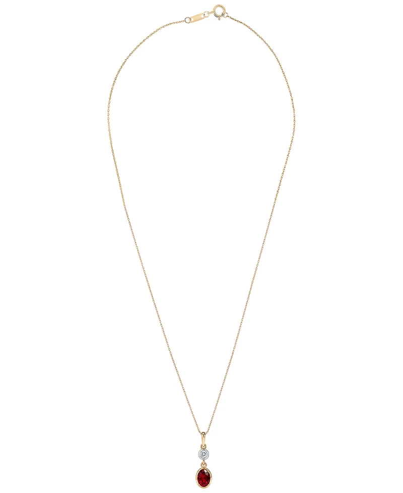 Macy's Ruby (1.45 ct. t.w.) & Diamond (1/10 ct. t.w.) Pendant Necklace in 14k Yellow Gold