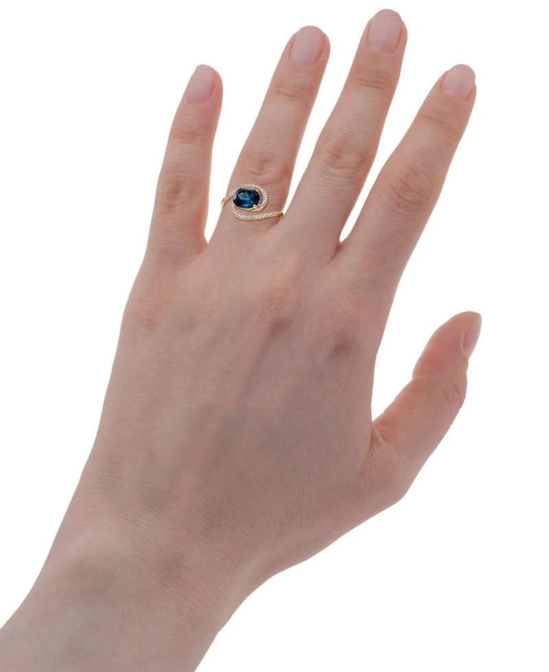 Macy's London Blue Topaz (2.20 ct. t.w.) & Diamond (1/4 ct. t.w.) Ring in 14k Yellow Gold