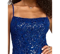 Emerald Sundae Women's Sequin Lace-Up Back Short Dress