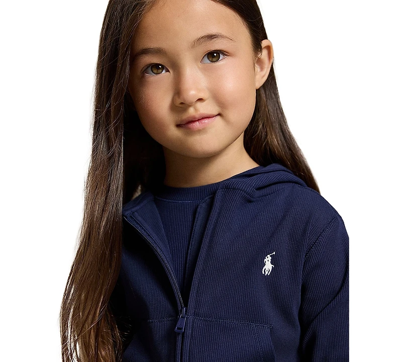 Polo Ralph Lauren Girls' 2T-6X Ribbed Boxy Full-Zip Hoodie