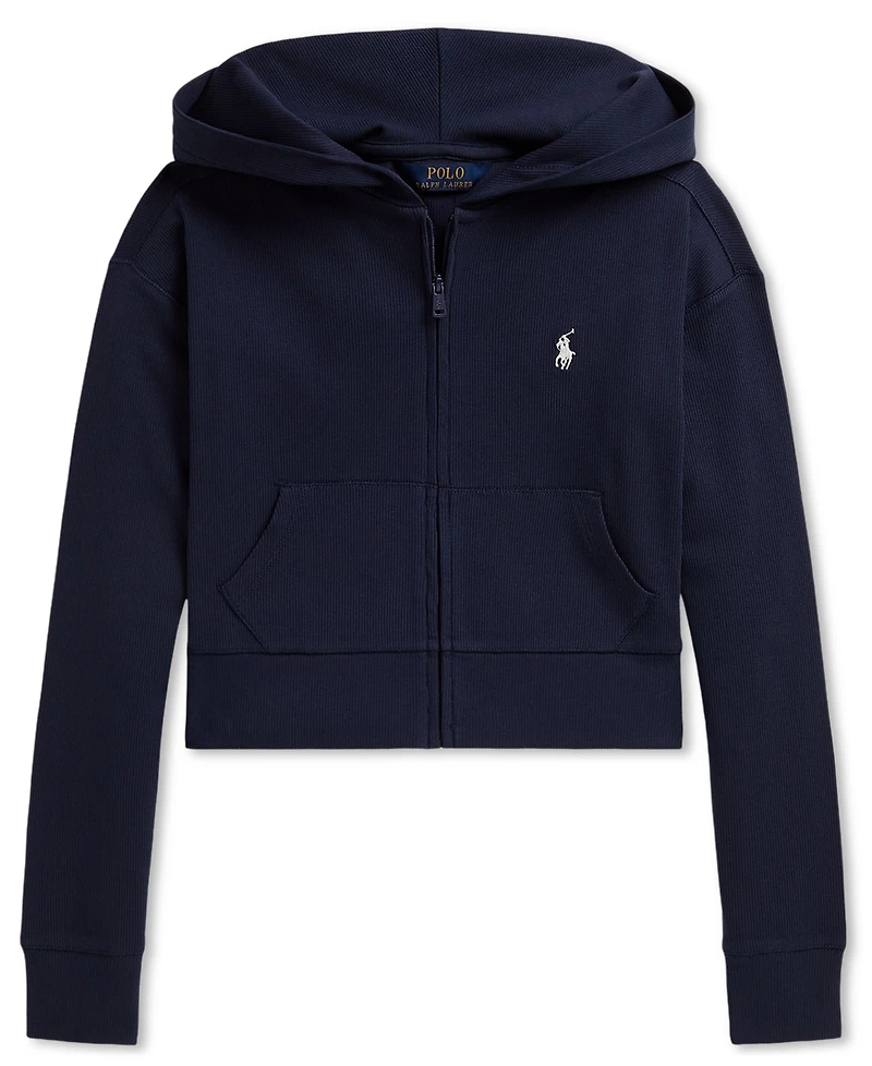 Polo Ralph Lauren Girls' 7-16 Ribbed Boxy Full-Zip Hoodie