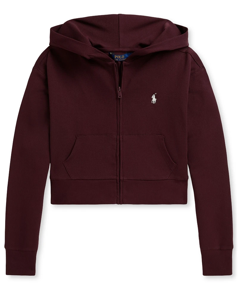 Polo Ralph Lauren Girls' 7-16 Ribbed Boxy Full-Zip Hoodie