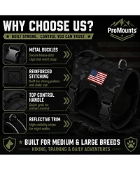 ProMounts Adjustable Tactical Dog Harness for Medium & Large Dogs