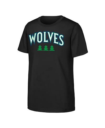 Outerstuff Big Boys and Girls Black Minnesota Timberwolves Wordmark T-Shirt