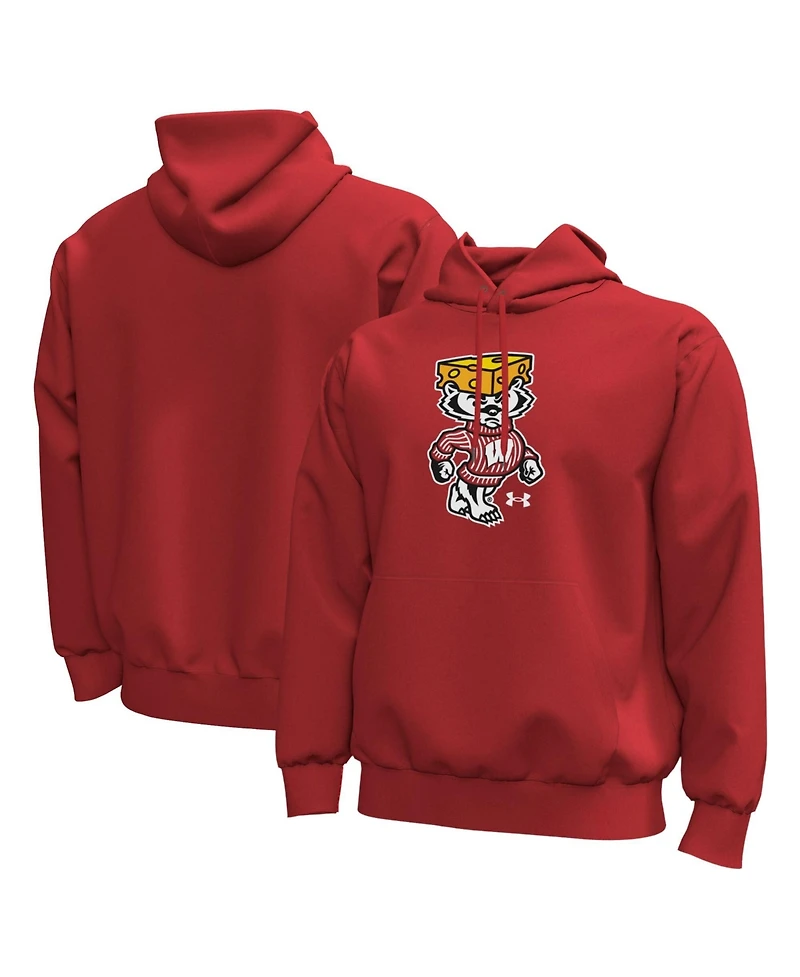 Under Armour Men's Red Wisconsin Badgers Cheesehead Bucky Icon Fleece Hoodie