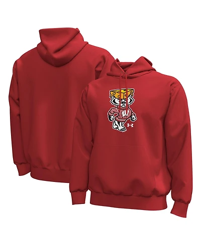 Under Armour Men's Red Wisconsin Badgers Cheesehead Bucky Icon Fleece Hoodie