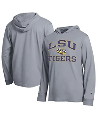 Champion Men's Heather Gray Lsu Tigers High Motor All-Star Long Sleeve Hooded T-Shirt