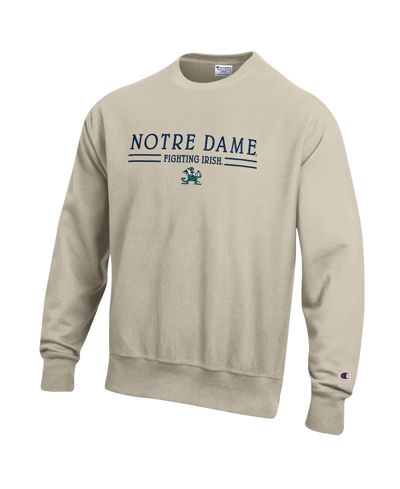 Champion Men's Oatmeal Notre Dame Fighting Irish Reverse Weave Crewneck Sweatshirt