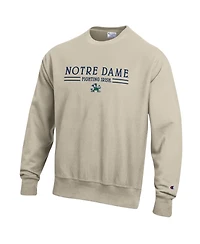 Champion Men's Oatmeal Notre Dame Fighting Irish Reverse Weave Crewneck Sweatshirt