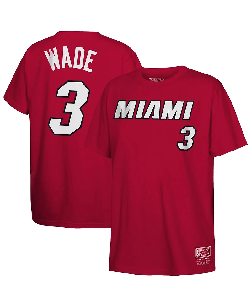 Mitchell & Ness Big Boys and Girls Dwyane Wade Red Miami Heat Hardwood Classics Name Number T-Shirt