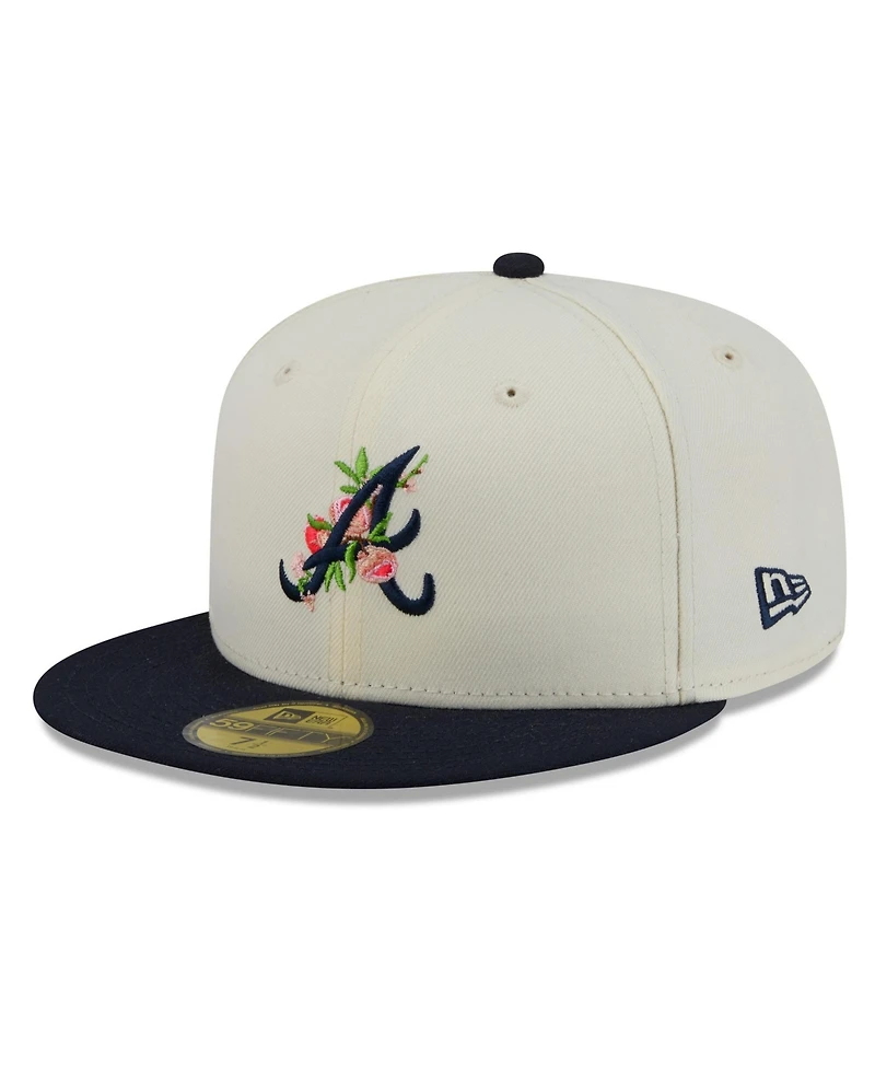 New Era Men's White, Navy Atlanta Braves Blossom 59FIFTY Fitted Hat