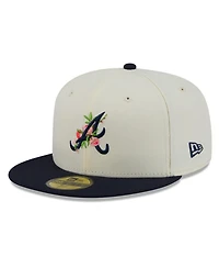 New Era Men's White, Navy Atlanta Braves Blossom 59FIFTY Fitted Hat