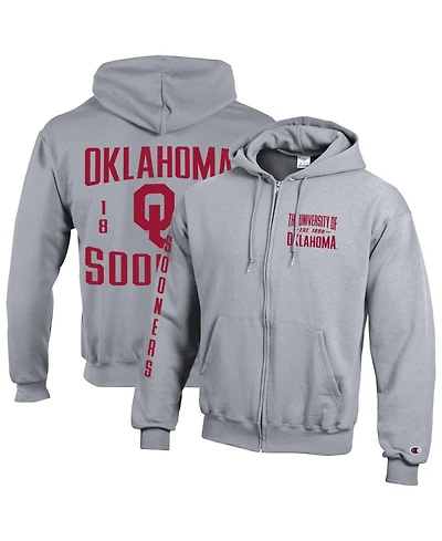 Champion Men's Gray Oklahoma Sooners Varsity Power blend Full-Zip Fleece Hoodie